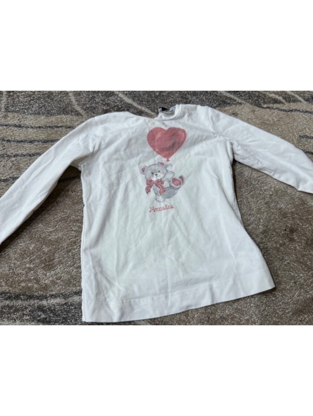 Toddler long sleeve T shirt 3T teddy bear white